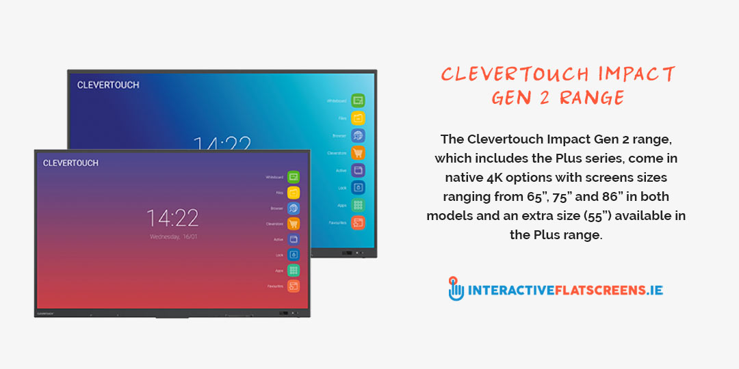 Clevertouch Impact Series Gen 2 Range Sizes - Interactive Flatscreen